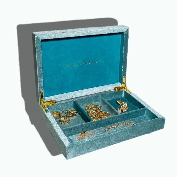 Luxury Wood Jewelry Box With Silk Velvet Overlay and gold metal finishes - Picture 2 of 3